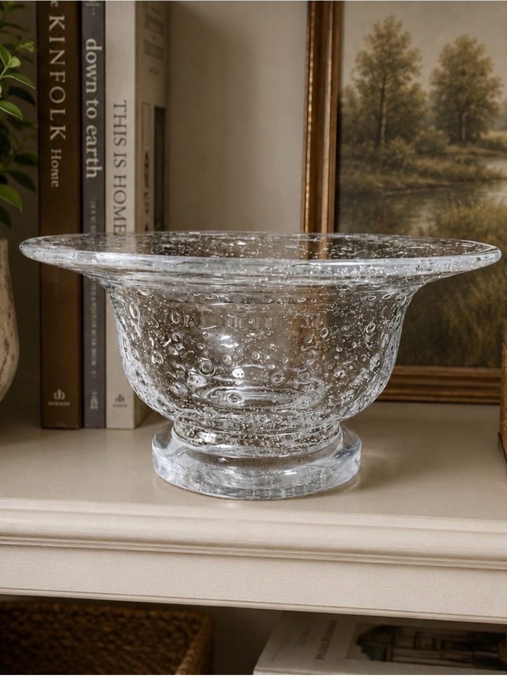 Southern Living Vintage Hand Blown Glass Pedestal Bowl Clear Candle Display - Picture 2 of 15